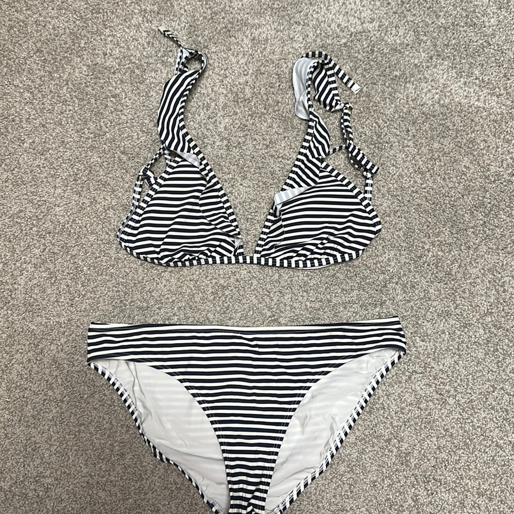 Tory Burch Navy Stripe Bikini with flutter sleeve Size M